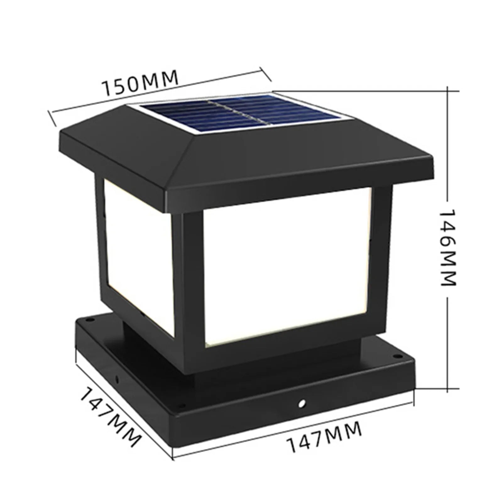 LED à alimentation solaire lumière de clôture carrée blanc chaud lampe éclairage extérieur pilier étanche IP65 lampe solaire extérieure pour jardin - vue 11 sur 14