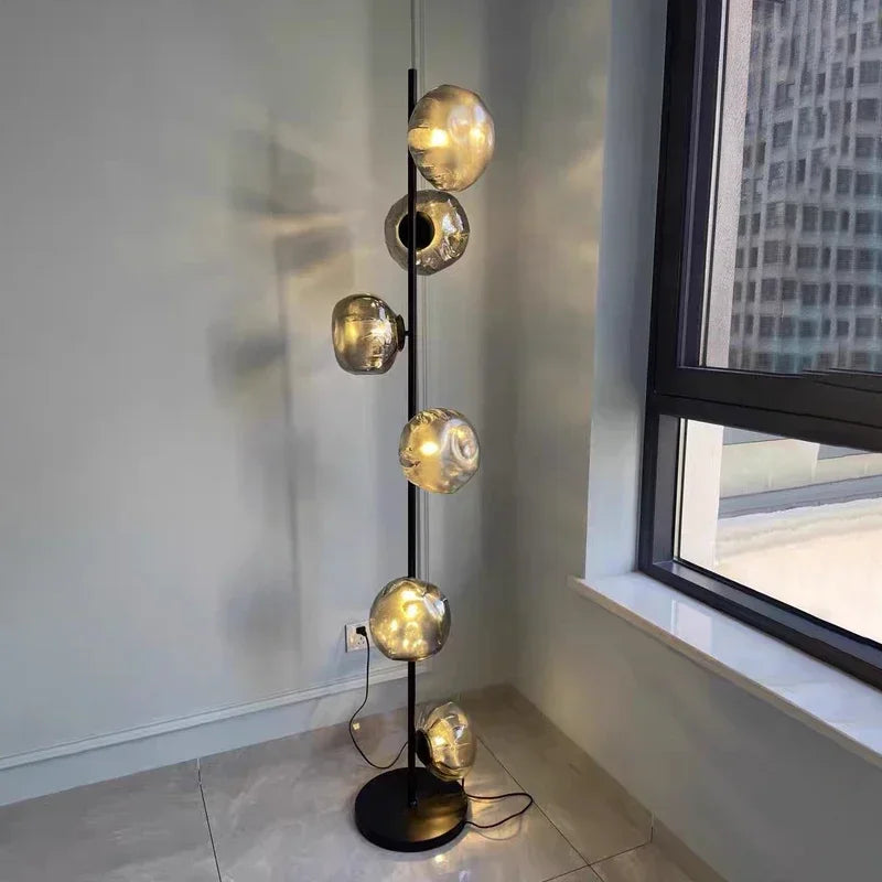 Scandinavia Glass Shade Led Floor Lamp Living Room Home Decor Corner Sofa Bedroom Bedside Standing Table Light - vue 6 sur 14