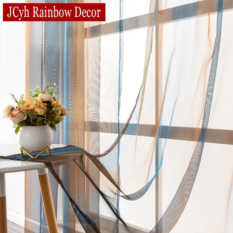 Voilage en tulle brodé moderne pour salon chambre - vue 3 sur 9