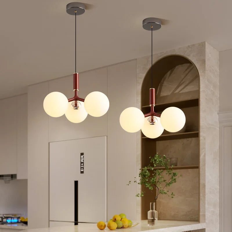 lustre nordique minimaliste magic bean 9 en verre led suspension
