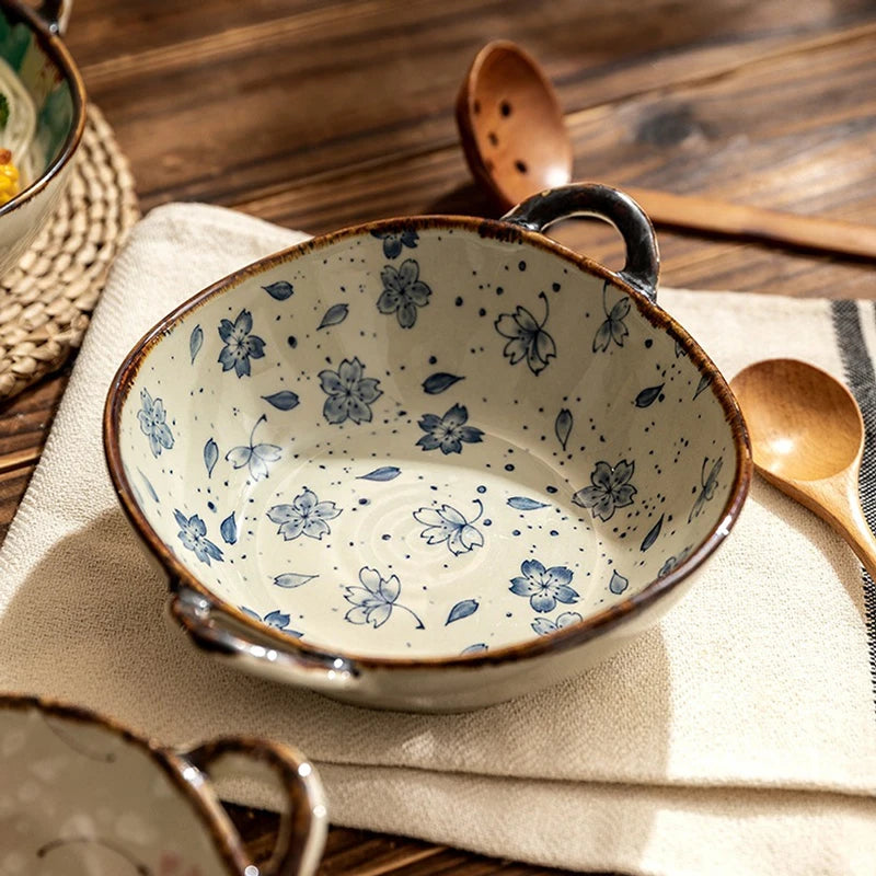 bols à riz japonais en porcelaine motif floral - vue 4 sur 7