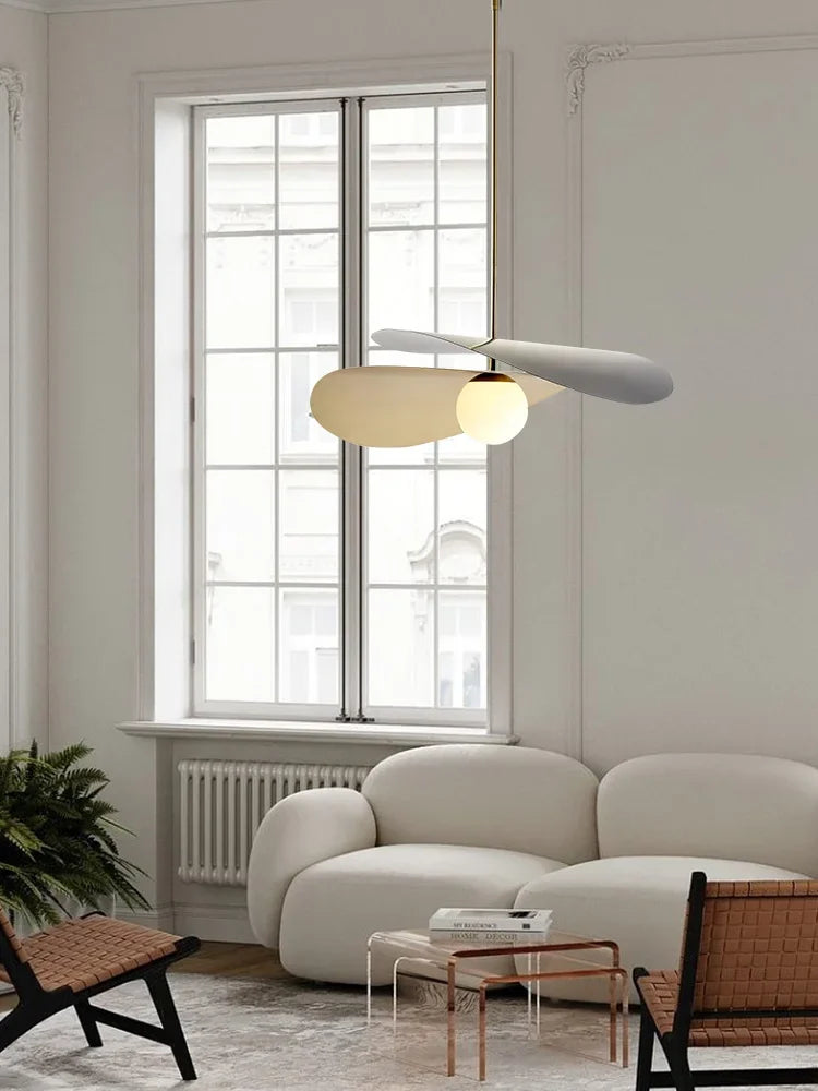 suspension moderne en métal et verre design artistique - vue 4 sur 7