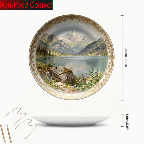 Assiette murale décorative céramique motif paysage élégant