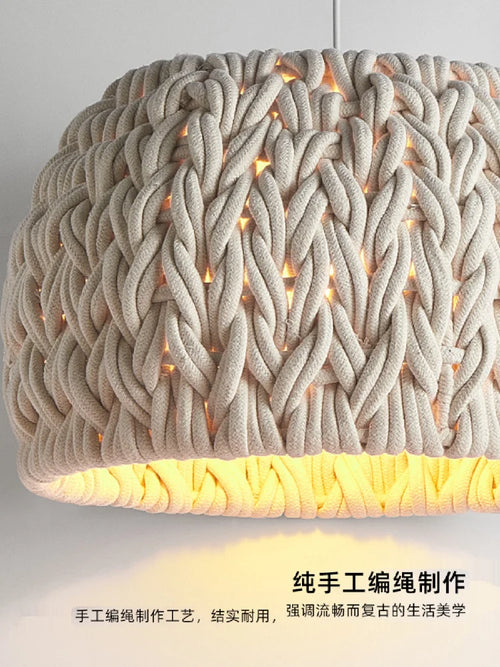 lustre nordique en corde tissée à la main pour éclairage intérieur - vue 5 sur 7