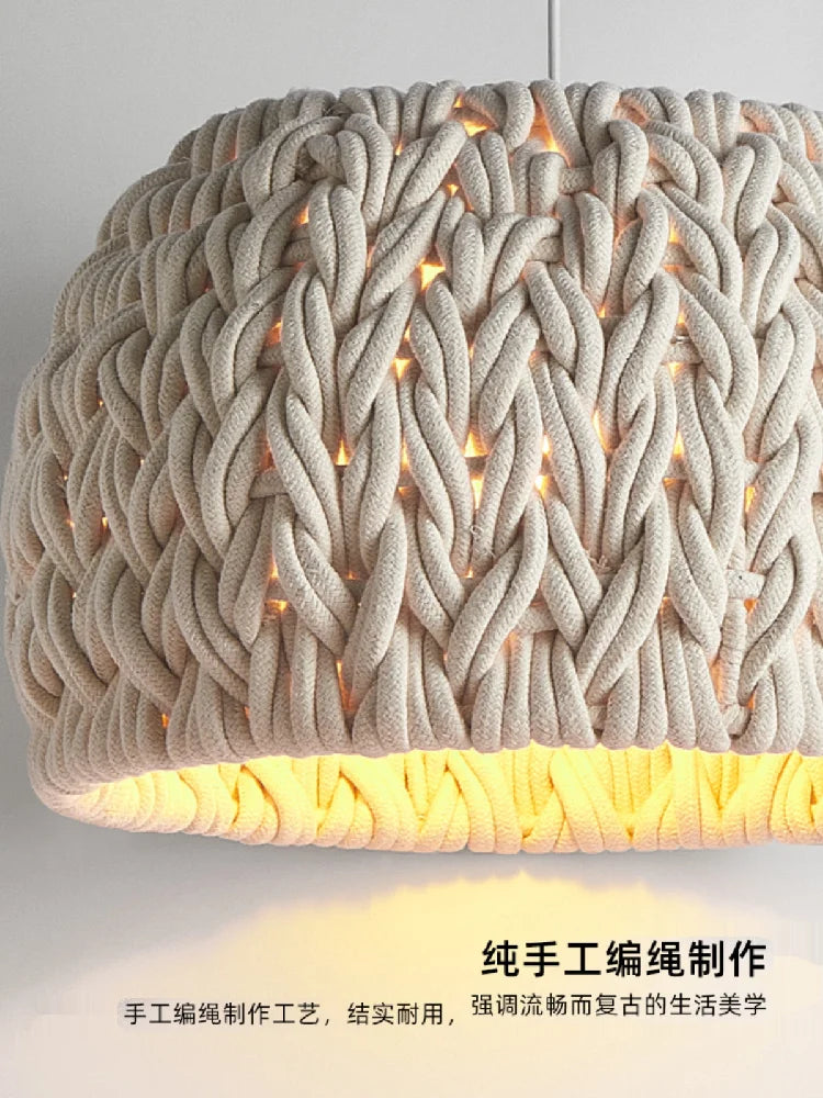 lustre nordique en corde tissée à la main pour éclairage intérieur - vue 5 sur 7
