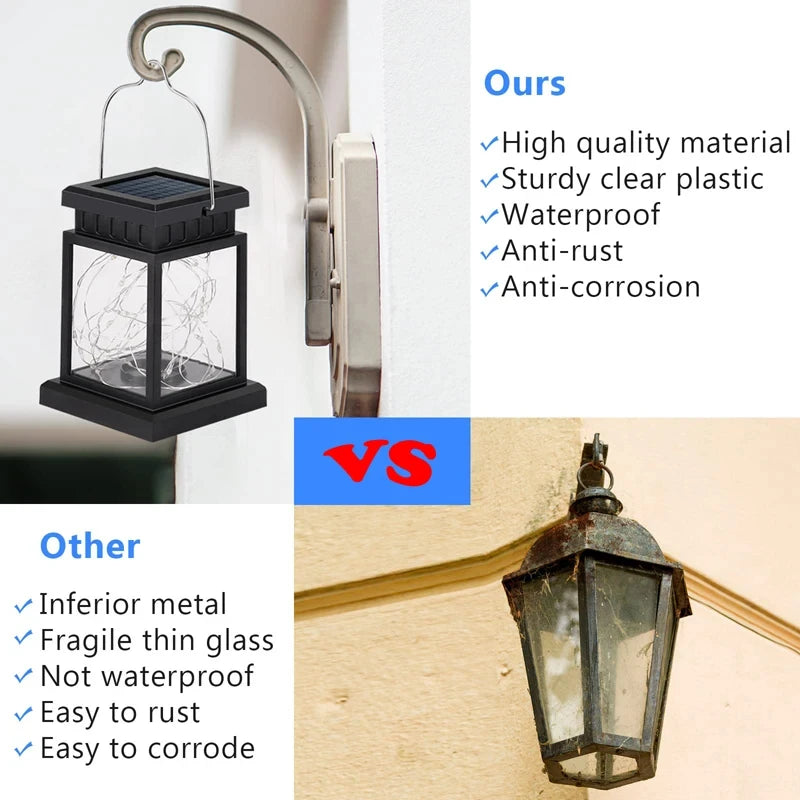 lampes solaires extérieures lanternes décoratives pour jardin et balcon - vue 7 sur 9