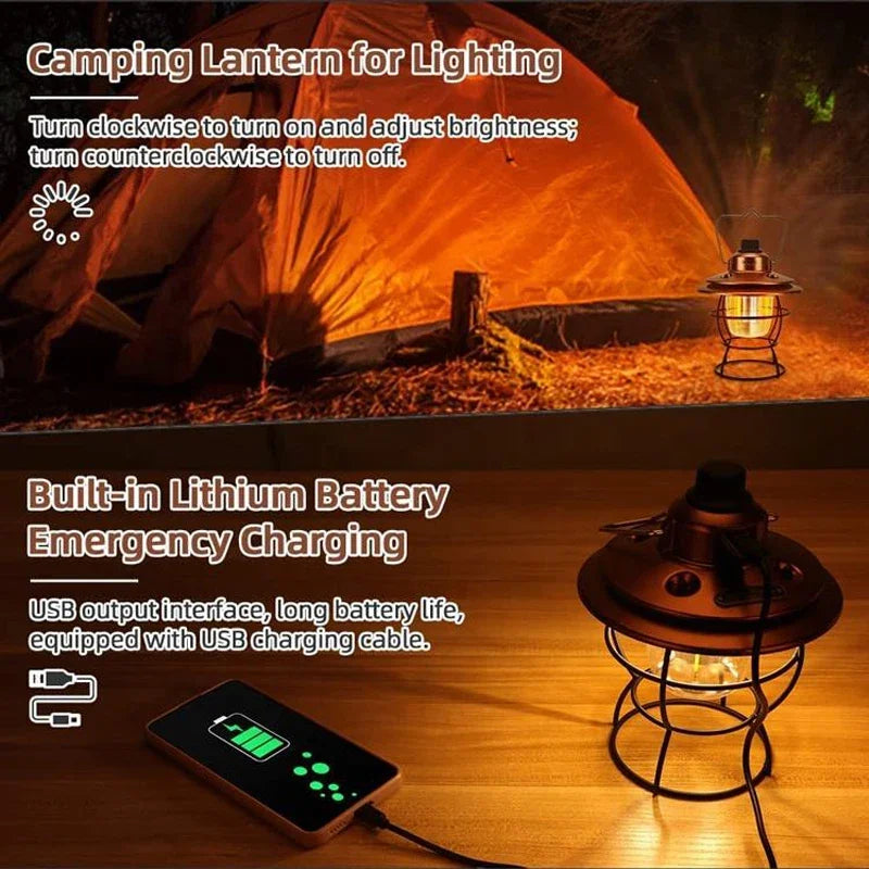 lanterne rétro vintage portable pour camping et jardin - vue 9 sur 9
