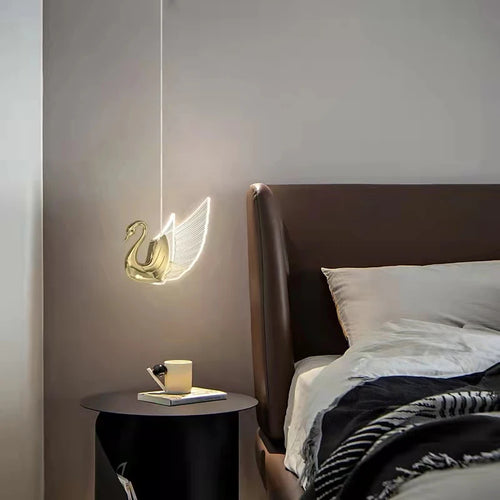 lustre suspendu led nordique design cygne de luxe - vue 4 sur 12