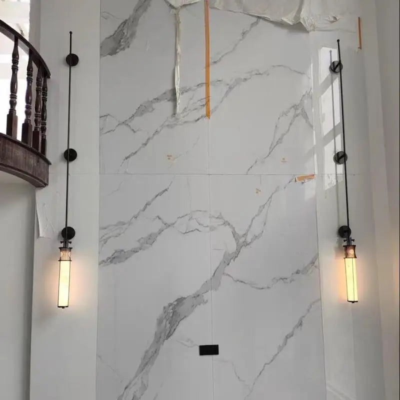 applique murale en marbre style chinois avec éclairage led design - vue 3 sur 14