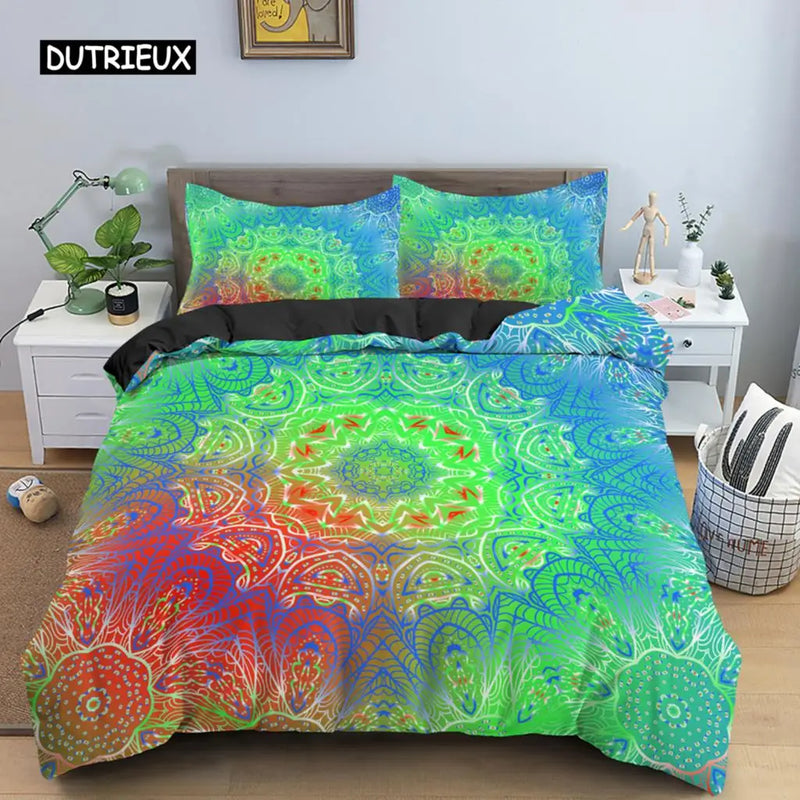 housse de couette mandala bohème style vintage pour lit king queen