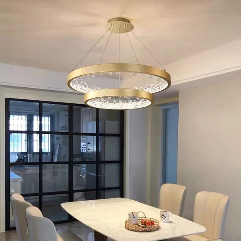 lustre en cristal design luxe avec éclairage led - vue 4 sur 19