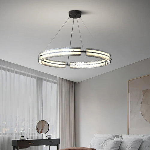 suspension en fer minimaliste avec verre ondulé pour intérieur moderne - vue 4 sur 7
