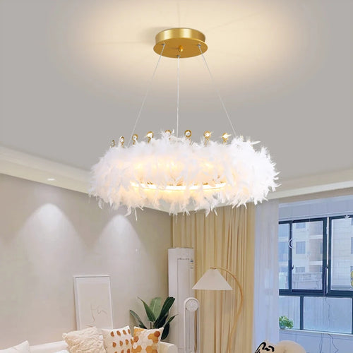 lustre nordique en plumes pour chambre de filles style luxe créatif - vue 2 sur 10