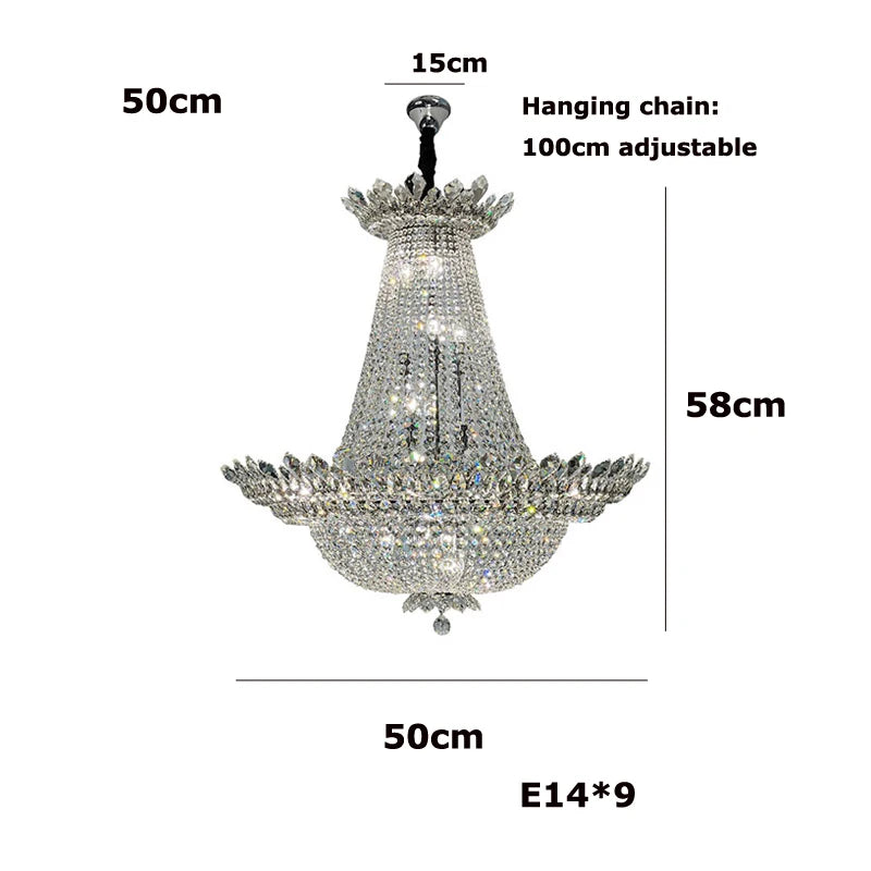 lustre led k9 cristal palace à intensité variable pour un éclairage élégant