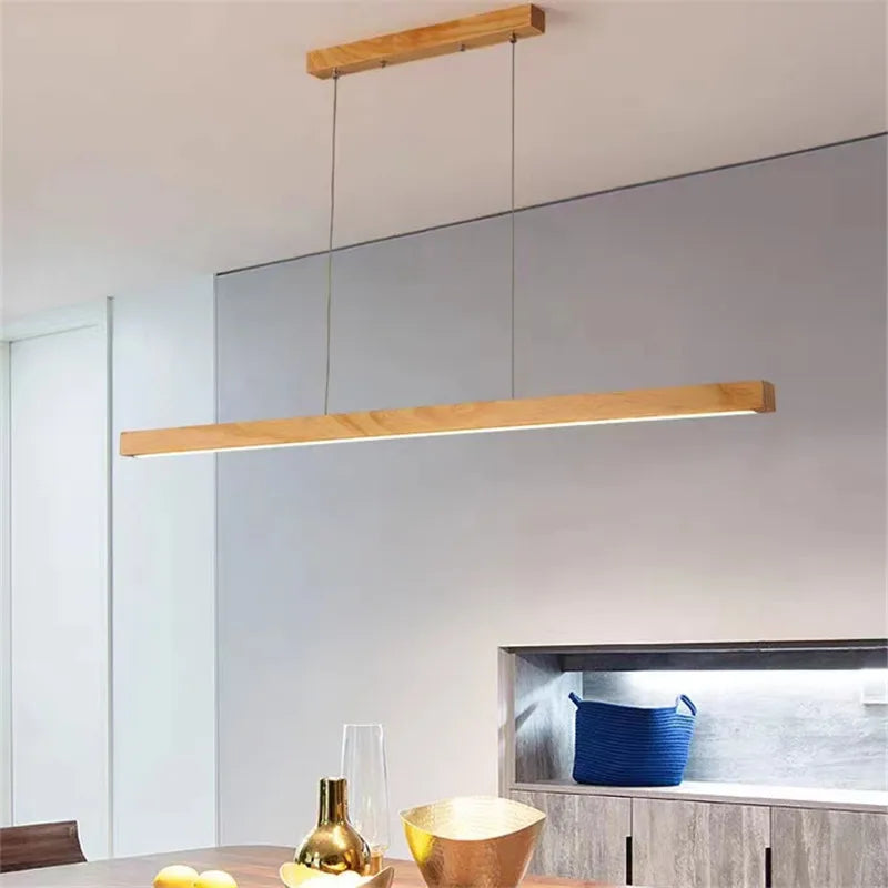 lustre rétro en bois de noyer avec bande longue pour loft