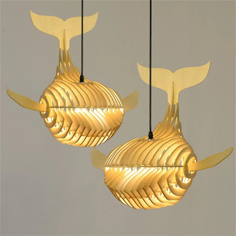 Suspension d'art en bois moderne lampe en bois de baleine