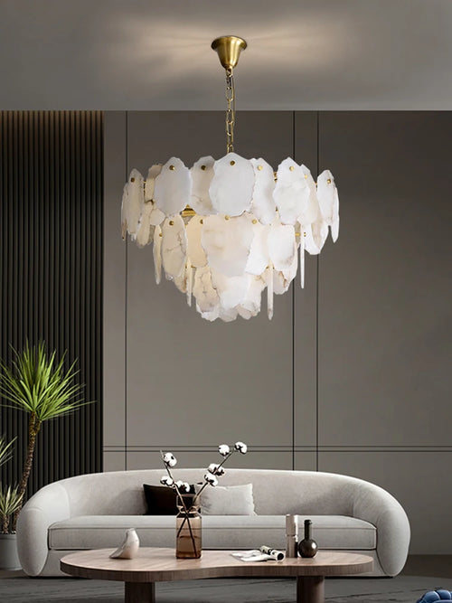lustre en marbre naturel en cuivre pour décoration intérieure élégante - vue 4 sur 10