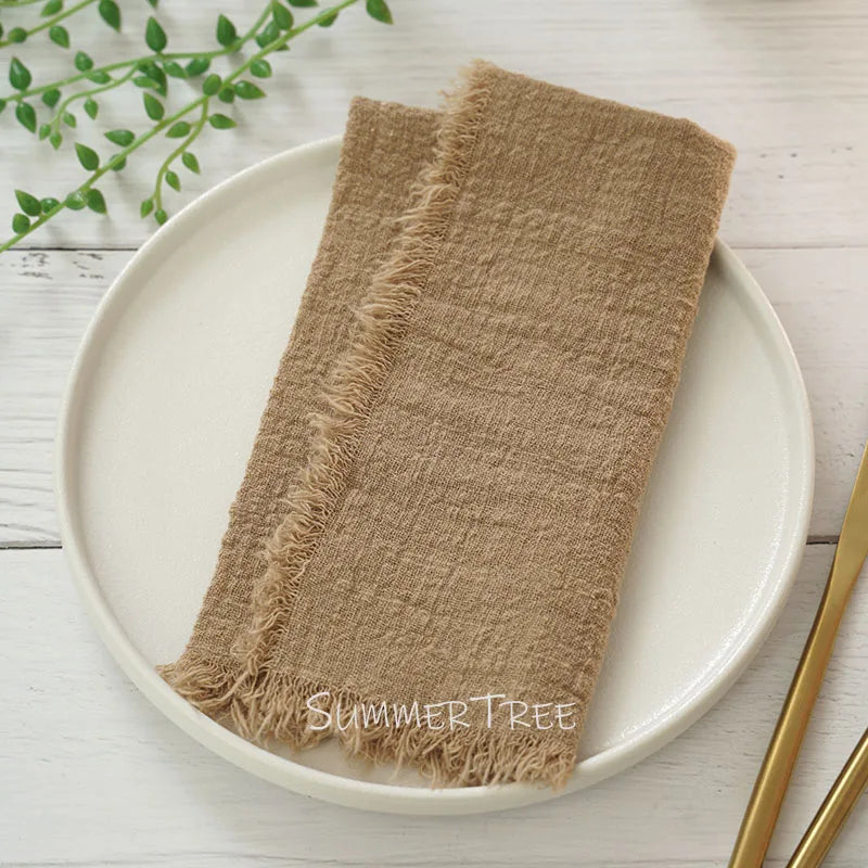 Serviette de table lot 12 gaze coton vintage - vue 7 sur 7