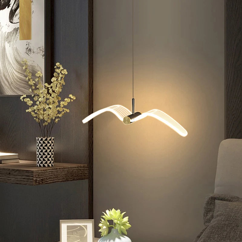 Led mouette suspension lumières chambre chevet fond tenture murale lampes pour plafond créatif décor à la maison Suspension Luminaire