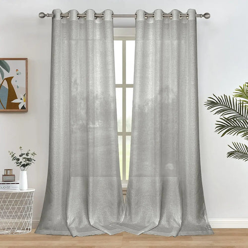 Voilage tulle imitation lin sur mesure style moderne - vue 3 sur 7