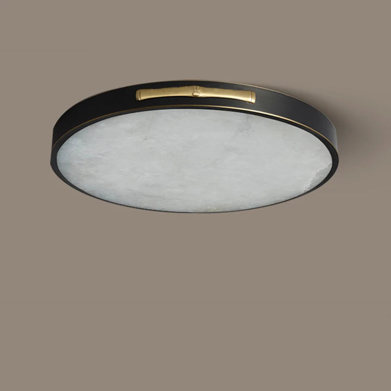 plafonnier led carré circulaire en laiton et marbre