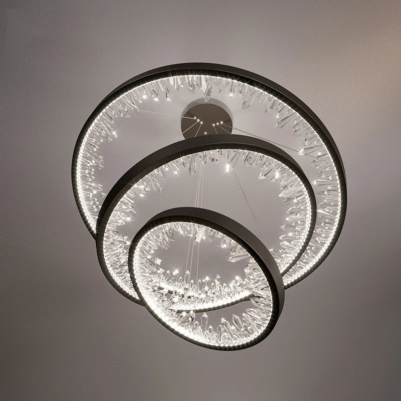 lustre moderne en cristal avec éclairage led pour villa