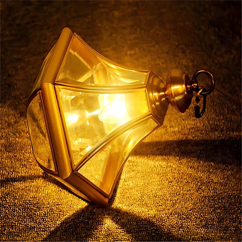 suspension extérieure Style américain Rural plein cuivre étanche lustre Villa porche solarium/couloir/balcon pavillon pavillon lampe en laiton - vue 5 sur 9