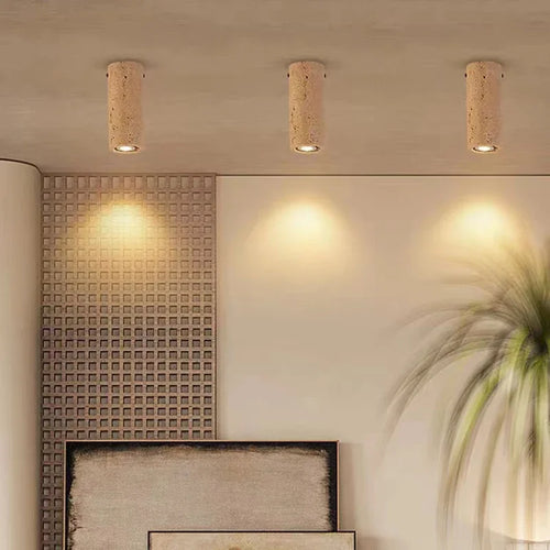 plafonnier cylindrique en pierre naturelle pour décoration intérieure - vue 2 sur 8