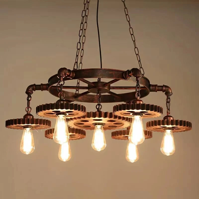 lustre vintage en fer forgé pour décor rustique industriel