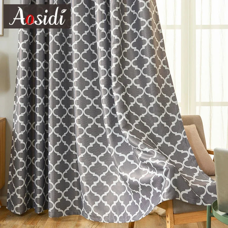 Rideau occultant moderne motifs infinis pour salon chambre