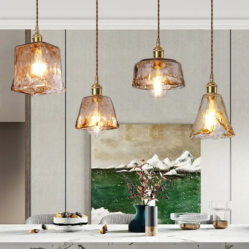 lustre en verre rétro nordique pour café et restaurant - vue 3 sur 10
