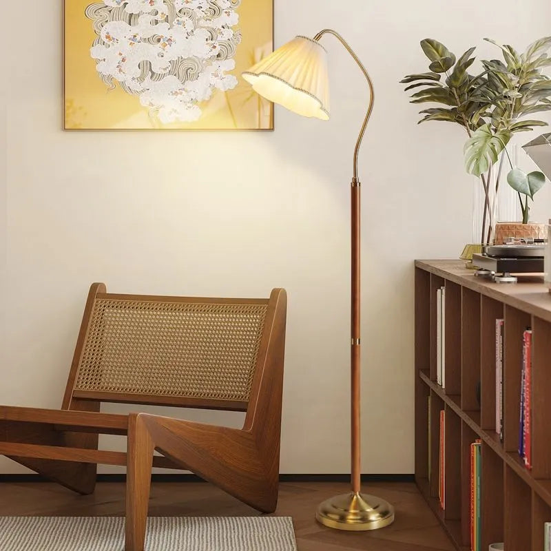 Lampadaire bois massif rétro japonais luxe haut gamme bureau chambre