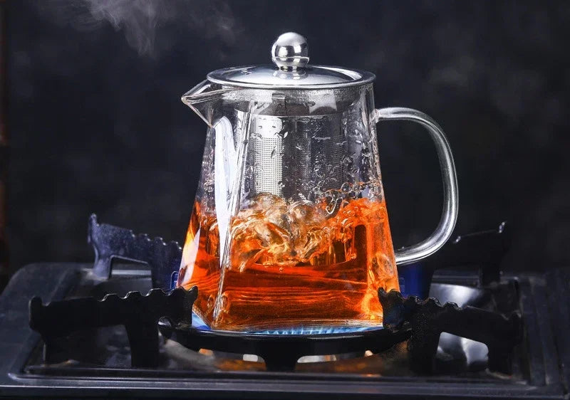Théière verre résistant avec infuseur inox transparente élégante - vue 5 sur 11