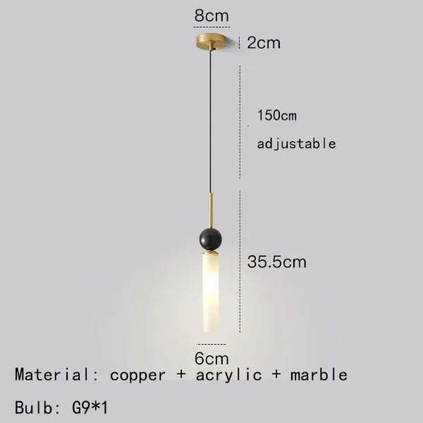 suspension en marbre et cuivre pour éclairage intérieur moderne