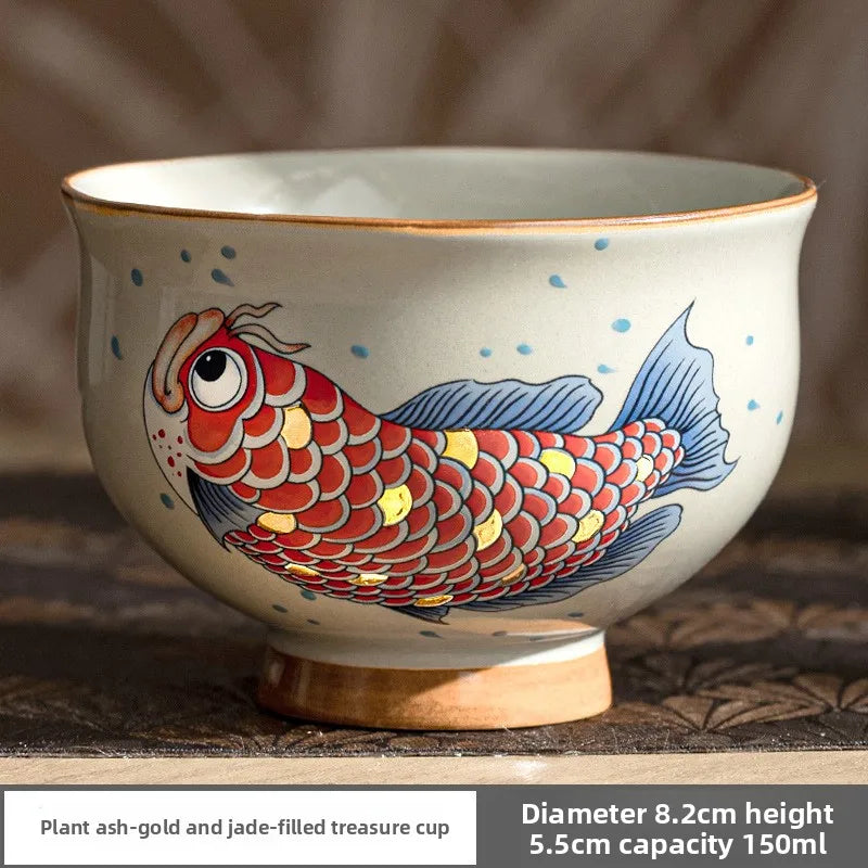 Tasse à thé céramique style chinois motif arowana