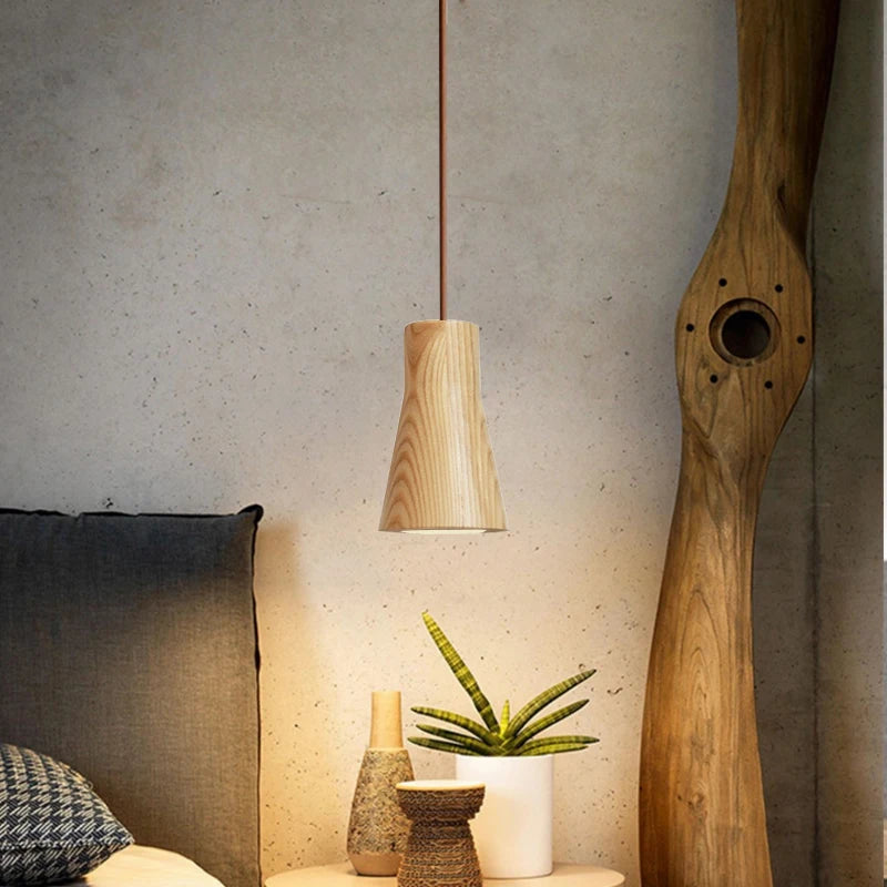 lampe suspendue nordique en bois luminaire décoratif d'intérieur - vue 4 sur 10