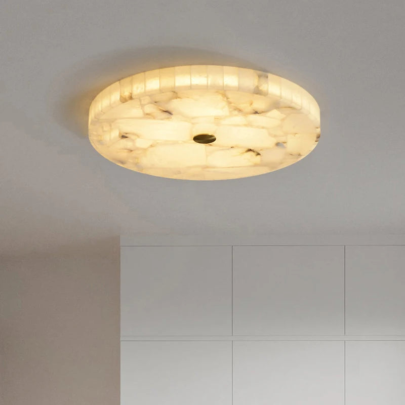 plafonnier led circulaire en marbre texture naturelle style européen - vue 4 sur 7