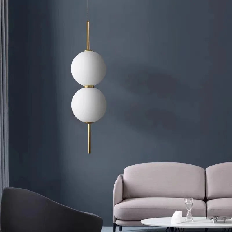 Boule de verre suspension pour chambre chevet lampe suspendue lustres de plafond éclairage moderne décoration entrée Luminaire Led