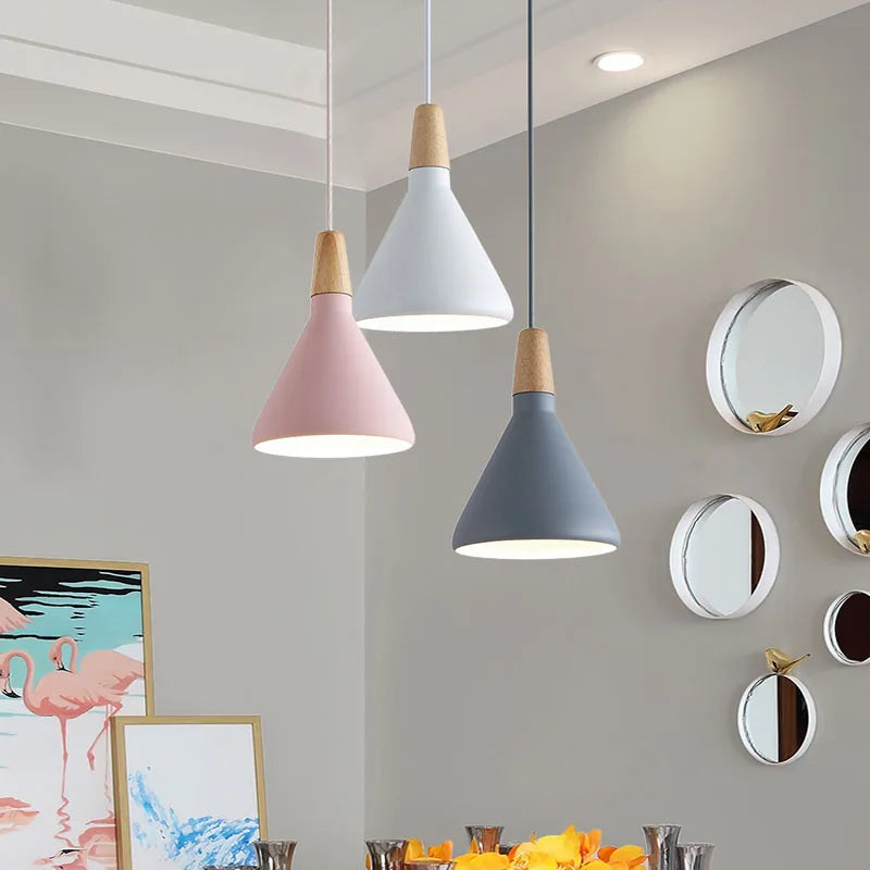 suspension moderne nordique en bois et aluminium pour décoration - vue 4 sur 6