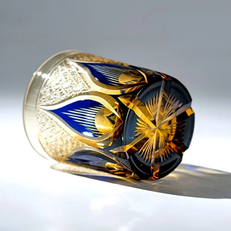 Verre whisky edo kiriko motifs géométriques gravé main