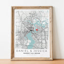 carte de ville personnalisée pour un cadeau romantique