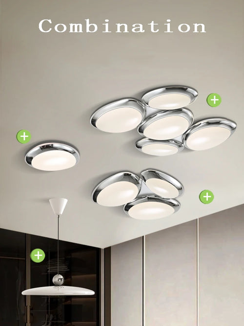 plafonnier led intelligent design moderne en forme de galets - vue 5 sur 9