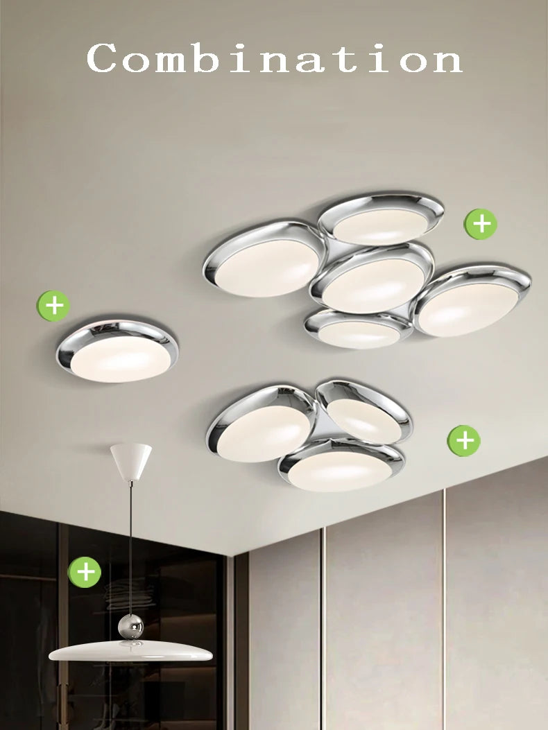 plafonnier led intelligent design moderne en forme de galets - vue 4 sur 9