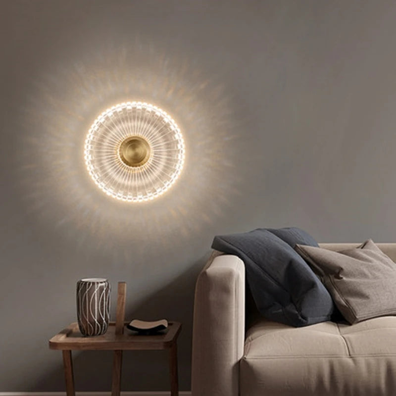 Applique murale led cuivre acrylique décorative intérieur salon chambre table chevet bain miroir - vue 5 sur 8