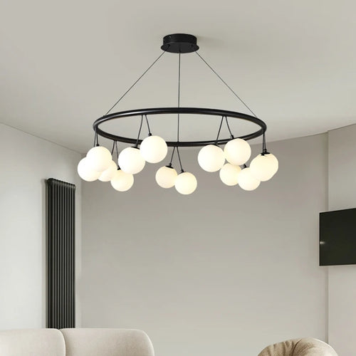 lustre led moderne en verre pour décoration intérieure - vue 3 sur 9