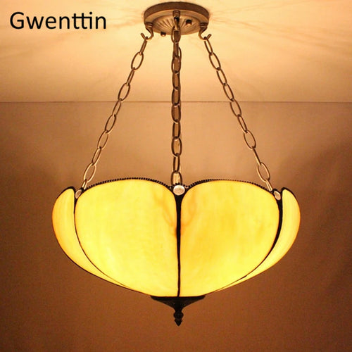 lustre tiffany en verre teinté pour décoration intérieure - vue 4 sur 10