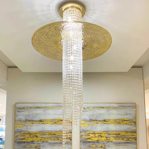 lustre long en cristal moderne pour villa de luxe - vue 4 sur 8