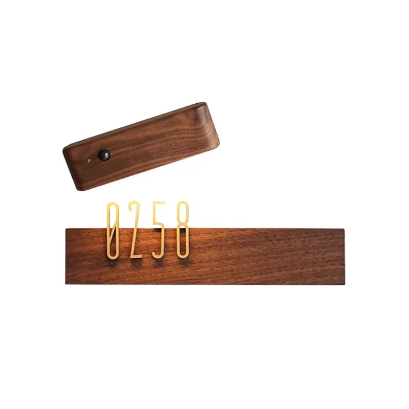 DIY Customizable Number Walnut Wood Retro, Decorative Plaque Charge Inductive Lighting for Entrance Door, Bedroom, Living Room - vue 6 sur 7