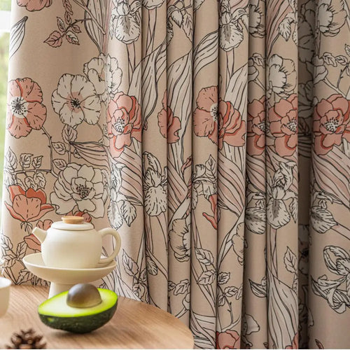 Rideau occultant motif floral style moderne pour salon - vue 2 sur 8