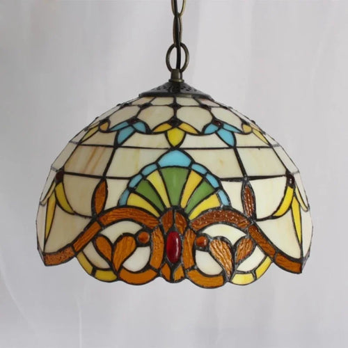 suspension tiffany en verre fait main style nordique paon - vue 5 sur 10